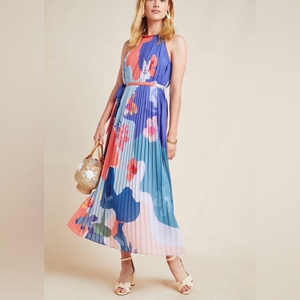 Anthropologie Pankaj & Nidhi Encanta Floral Abstract Maxi Dress XLP
